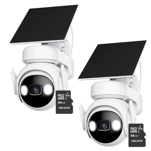 Kit Cronos 2 Cámaras Seguridad Exterior Imou Cell PT 4G con Panel Solar 3MP + 64GB MicroSD | IP66 360 Pan Tilt Visión Nocturna Color Audio Bidireccional Detección Humana Alarma Activa MicroSD Nube CCTV