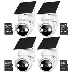 Kit Cronos 4 Cámaras Seguridad Exterior Imou Cell PT 4G con Panel Solar 3MP + 64GB MicroSD | IP66 360 Pan Tilt Visión Nocturna Color Audio Bidireccional Detección Humana Alarma Activa MicroSD Nube CCTV