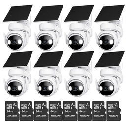 Kit Cronos 8 Cámaras Seguridad Exterior Imou Cell PT 4G con Panel Solar 3MP + 64GB MicroSD | IP66 360 Pan Tilt Visión Nocturna Color Audio Bidireccional Detección Humana Alarma Activa MicroSD Nube CCTV