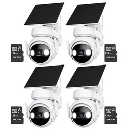 Kit Cronos 4 Cámaras Seguridad Exterior Imou Cell PT 4G con Panel Solar 3MP + 128GB MicroSD | IP66 360 Pan Tilt Visión Nocturna Color Audio Bidireccional Detección Humana Alarma Activa MicroSD Nube CCTV