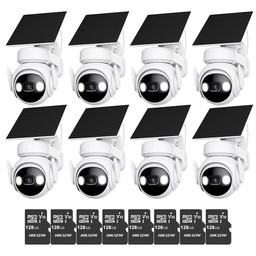 Kit Cronos 8 Cámaras Seguridad Exterior Imou Cell PT 4G con Panel Solar 3MP + 128GB MicroSD | IP66 360 Pan Tilt Visión Nocturna Color Audio Bidireccional Detección Humana Alarma Activa MicroSD Nube CCTV