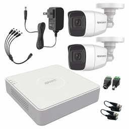 Kit de Videovigilancia Epcom 2 Cámaras Bala B8-TURBO-G2/A 2 MP Metálicas Micrófono + Baluns + Accesorios - Kit CCTV B8-KIT-ZERO-SC (DVR  Epcom S04-TURBO-G3H Circuito Cerrado)