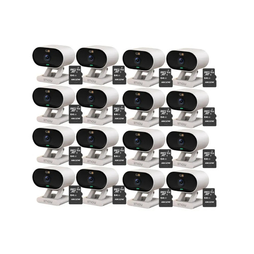 Kit cronos 16 cámaras Imou Ip Wifi 2mp C22FN-C Audio Bidireccional Detección De Humanos visión nocturna notificaciones instantáneas certificación IP65  + 16 Microsd 64gb + Accesorios - Kit CCTV