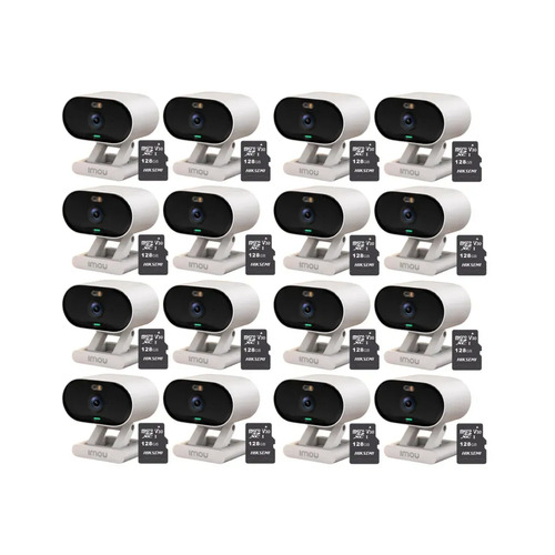 Kit cronos 16 cámaras Imou Ip Wifi 2mp C22FN-C Audio Bidireccional Detección De Humanos visión nocturna notificaciones instantáneas certificación IP65  + 16 Microsd 128 gb + Accesorios - Kit CCTV