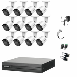 Kit Videovigilancia Cronos 12 Cámaras Dahua Bala Metalica B2A21N-U 2MP + Baluns + Accesorios - Kit CCTV B2A21N-ZERO-SC (DVR Dahua DH-XVR1B16-I Circuito Cerrado)