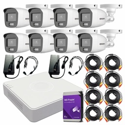 Kit Videovigilancia Epcom 8 Cámaras Bala B8-TURBO-PC/A 2 MP ColorVu y Micrófono + HDD WD Purple 6TB + Cables + Accesorios - Kit CCTV B8-KIT-CV/A-HIGH-CC (DVR Epcom S08-TURBO-M1 Circuito Cerrado)
