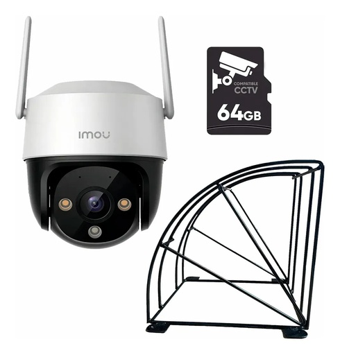 Kit Cronos 1 Cámara de Seguridad Imou Cruiser IP PT Imou Cruiser SE+ 5MP IPC-K7CN-5H1WE WiFi + Memoria Micro SD 64GB + Protección Antivandalica - Full Color 24/7 IR30M Audio Bidireccional / Disuasión Activa Sirena 110dB / Autotracking y Ranura MicroSD – CCTV