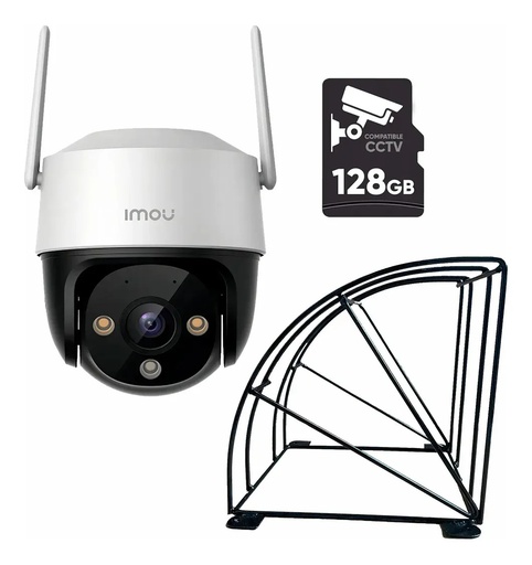 Kit Cronos 1 Cámara de Seguridad Imou Cruiser IP PT Imou Cruiser SE+ 5MP IPC-K7CN-5H1WE WiFi + Memoria Micro SD 128GB + Protección Antivandalica - Full Color 24/7 IR30M Audio Bidireccional / Disuasión Activa Sirena 110dB / Autotracking y Ranura MicroSD – CCTV