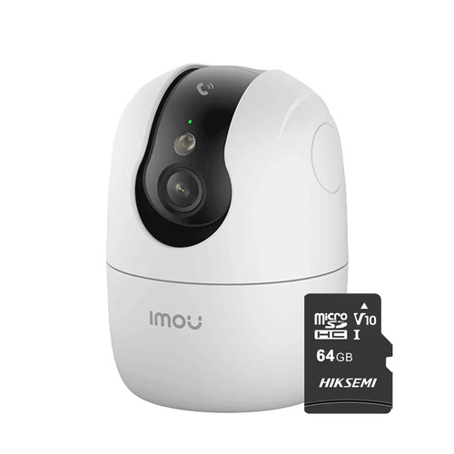 Kit Cronos Cámara Seguridad Interior Imou Ranger 2C Pro 3MP + 64GB MicroSD WiFi 360° Pan Tilt Visión Nocturna Color Audio Bidireccional Detección Humana Smart Tracking Alarma SD Nube CCTV