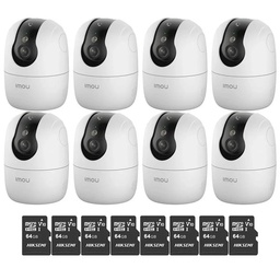 Kit Cronos 8 Cámaras Seguridad Interior Imou Ranger 2C Pro 3MP + 64GB MicroSD WiFi 360° Pan Tilt Visión Nocturna Color Audio Bidireccional Detección Humana Smart Tracking Alarma SD Nube CCTV