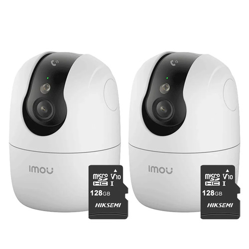 Kit Cronos 2 Cámaras Seguridad Interior Imou Ranger 2C Pro 3MP + 128GB MicroSD WiFi 360° Pan Tilt Visión Nocturna Color Audio Bidireccional Detección Humana Smart Tracking Alarma SD Nube CCTV