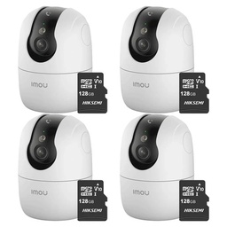 Kit Cronos 4 Cámaras Seguridad Interior Imou Ranger 2C Pro 3MP + 128GB MicroSD WiFi 360° Pan Tilt Visión Nocturna Color Audio Bidireccional Detección Humana Smart Tracking Alarma SD Nube CCTV