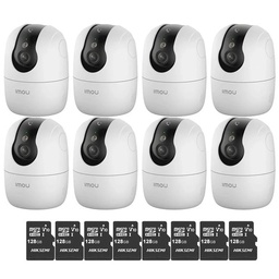 Kit Cronos 8 Cámaras Seguridad Interior Imou Ranger 2C Pro 3MP + 128GB MicroSD WiFi 360° Pan Tilt Visión Nocturna Color Audio Bidireccional Detección Humana Smart Tracking Alarma SD Nube CCTV