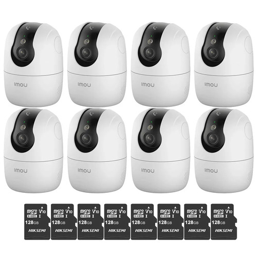 Kit Cronos 8 Cámaras Seguridad Interior Imou Ranger 2C Pro 3MP + 128GB MicroSD WiFi 360° Pan Tilt Visión Nocturna Color Audio Bidireccional Detección Humana Smart Tracking Alarma SD Nube CCTV