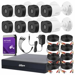 Kit Videovigilancia Cronos 8 Cámaras Dahua Bala B1A11 1MP + HDD WD Purple 6TB + Cables + Accesorios - Kit CCTV B1A11-HIGH-CC (DVR Dahua DH-XVR1B08-I/T Circuito Cerrado)