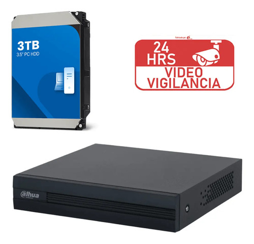 Kit De Grabación Dahua XVR1B08 8ch 1080p Hdd 3TB