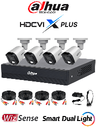 DAHUA DH-KIT/XVR1B04-I/T/4-B1A21N-U-IL-A-0280B -Kit de 4 Canales de 2 Megapíxeles DVR Cooper-I WizSense con IA, H.265+, 4 cámaras B1A21 1080p, 4 canales + 1 IP o hasta 5 IP, SMD Plus, búsqueda de humanos y vehículos, incluye accesorios