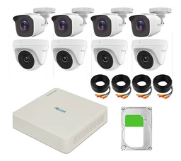 Kit Videovigilancia Hilook 4 Bullet 4 Domo  1mp + Hdd 3tb Con Cables