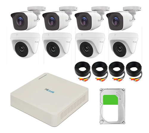 Kit Videovigilancia Hilook 4 Bullet 4 Domo  1mp + Hdd 3tb Con Cables