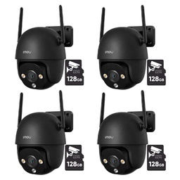 Kit Videovigilancia 4 Cámaras Imou PT IPC-DK7 2MP WiFi Full Color Audio Color Negro + Memoria Micro SD 128GB + Accesorios - Kit de Cámara Inteligente DK7-2MP-EP-128 / Disuasión Activa - CCTV