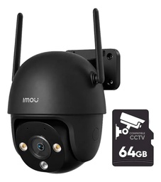 Kit Videovigilancia Cámara Imou PT IPC-DK7 2MP WiFi Full Color Audio Color Negro + Memoria Micro SD 64GB + Accesorios - Kit de Cámara Inteligente DK7-2MP-EP-64 / Disuasión Activa - CCTV