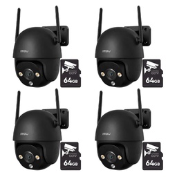 Kit Videovigilancia 4 Cámaras Imou PT IPC-DK7 2MP WiFi Full Color Audio Color Negro + Memoria Micro SD 64GB + Accesorios - Kit de Cámara Inteligente DK7-2MP-EP-64 / Disuasión Activa - CCTV