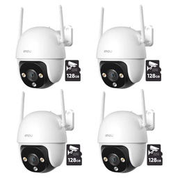 Kit Videovigilancia 4 Cámaras Imou PT IPC-DK7 2MP WiFi Full Color Audio Color Blanco + Memoria Micro SD 128GB + Accesorios - Kit de Cámara Inteligente DK7-2MP-EP-128 / Disuasión Activa - CCTV