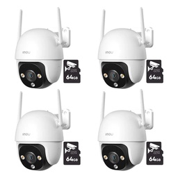 Kit Videovigilancia 4 Cámaras Imou PT IPC-DK7 2MP WiFi Full Color Audio Color Blanco + Memoria Micro SD 64GB + Accesorios - Kit de Cámara Inteligente DK7-2MP-EP-64 / Disuasión Activa - CCTV