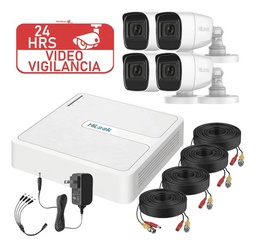 KIT 4 CAMARAS HILOOK AUDIO INTEGRADO LETRERO GRATIS