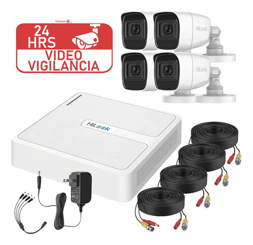 KIT 4 CAMARAS HILOOK AUDIO INTEGRADO LETRERO GRATIS