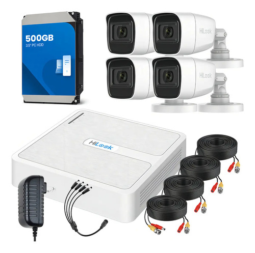KIT 4 CAMARAS HILOOK AUDIO INTEGRADO HDD 500 GB