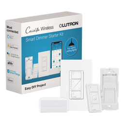 Kit smart home Lutron Caséta PBDGPKG1W hub dimmer control