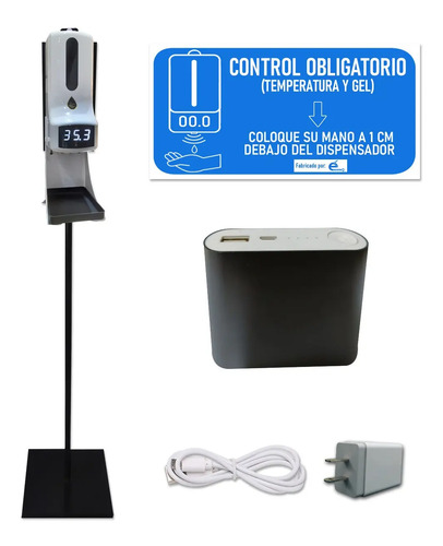 Kit Dispensador de Gel y Termómetro Automatico K9-PRO + Pedestal K9 Negro
