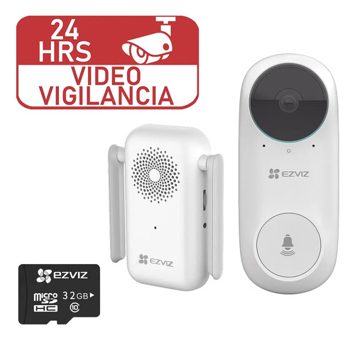 (EZVIZ) Timbre Wi-Fi (Doorbell) de Batería Recargable + Micro SD 32 GB