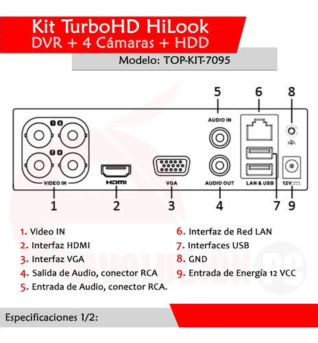 Kit TurboHD 720p / DVR 4 canales, 4 cámaras Bala y HDD 500 GB + Accesorios