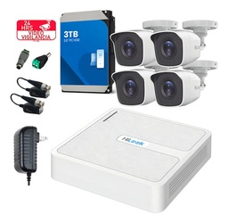 Kit TurboHD 720p / DVR 4 canales, 4 cámaras Bala y HDD 3 TB + Accesorios