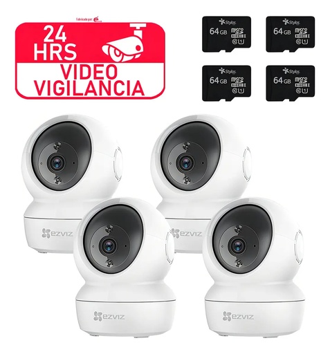 Kit CCTV EZVIZ / 4 Camaras C6N + 4 Micros SD 64Gb/256GB