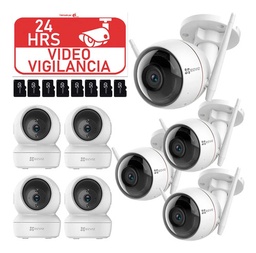 Kit CCTV EZVIZ / 4 Camaras C3WN y 4 Camaras C6N + 8 Micros SD 64Gb/512GB