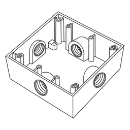 Caja cuadrada RAWELT RC-0487 3/4" intemperie aluminio 4 bocas