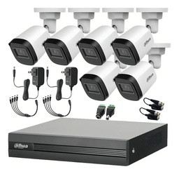 Kit DHT0250010 DVR 8 Ch KITXVR1B04-2MP 6 Cámaras 1080p Dahua con Conectores y Balluns