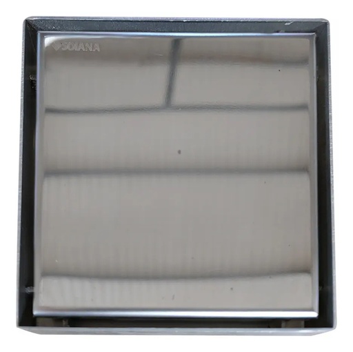 Coladera Cuadrada Doble Vista de 20x20cm de Acero Inoxidable Solana Modelo Kenia Silver de Lujo Para Baño o Exteriores con Vista Invisible y Rejilla Anti-Olores