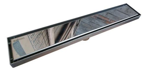 Coladera de 40x7cm de Acero Inoxidable Solana Modelo Leo Silver Para Baño o Exteriores con Vista Invisible y Rejilla Anti-Olores