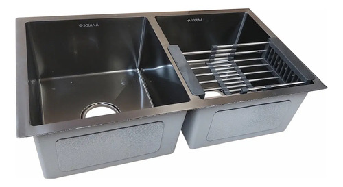 Fregadero de cocina de 77x45x24 cm, Negro.