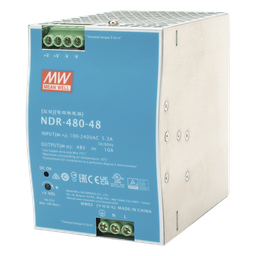 Fuente industrial MEANWELL NDR-480-48 480W 48Vcc riel DIN