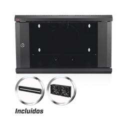 Gabinete de pared PRECISION PS06550G 6U cristal templado