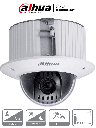 Dahua SD42C215-HC-LA - Camara PTZ Domo de 2 Megapixeles/ 1080p/ 15x de Zoom Optico/ Montaje en Plafón o Techo Falso/ WDR Real de 120 dB/ Starlight/ Antivandalica IK10/
