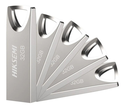 Kit Paquete 5 Memorias Usb 32gb Flash Metálica Hikvision 2.0 Hs-usb-m200 Plateado