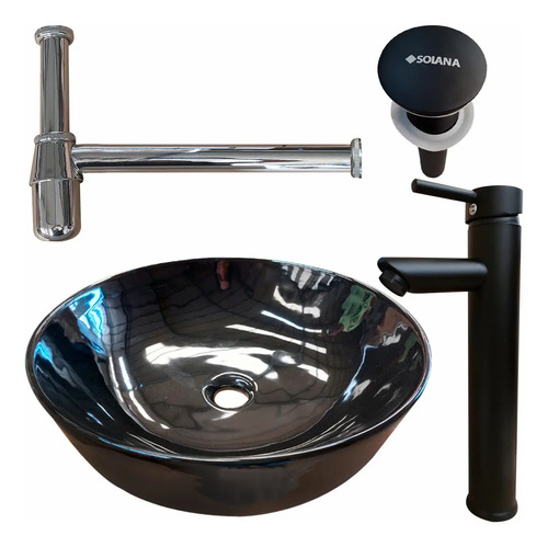 KIT Monomando Negro + Cespol + Contra + Ovalin Negro Molly 42cm Ceramico