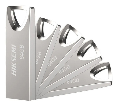 Kit Paquete 5 Memorias Usb 64gb Flash Metálica Hikvision 2.0 Hs-usb-m200 Plateado