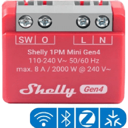 Interruptor inteligente Shelly 1PM Mini Gen4 8A Wi-Fi